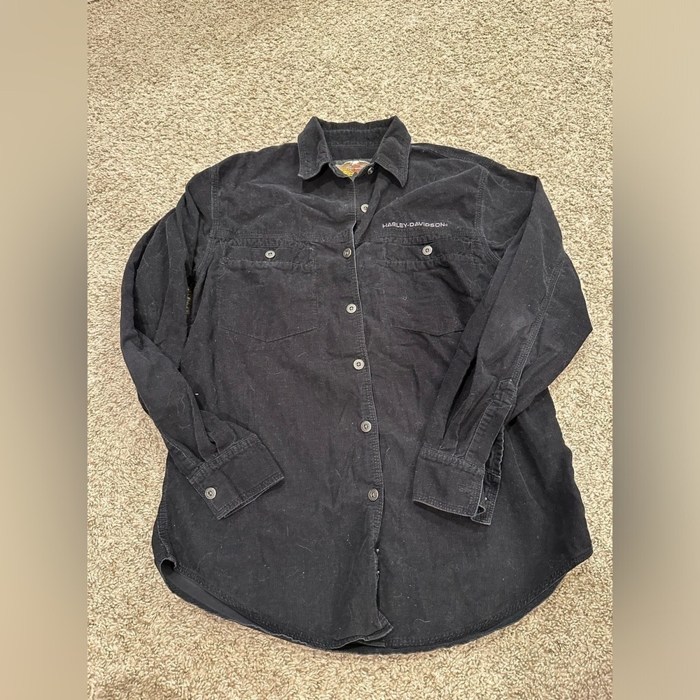 Harley Davidson corduroy button up shirt women’s medium long sleeve